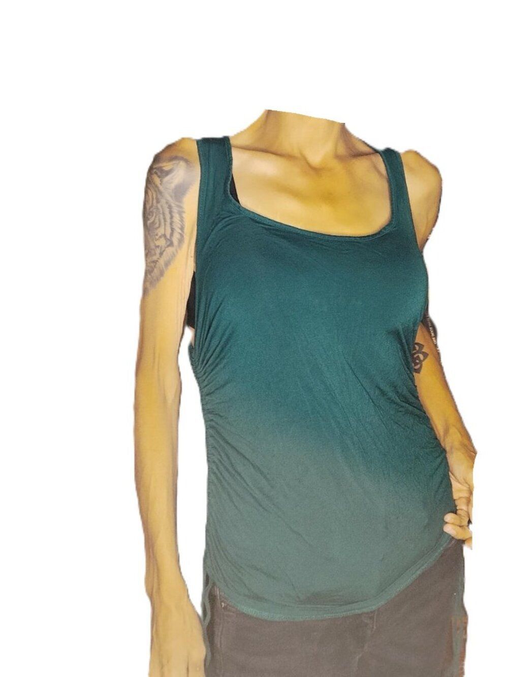 Adore Me Hunter Green Rouched Side Tank Top Size M | Adjustable Strings